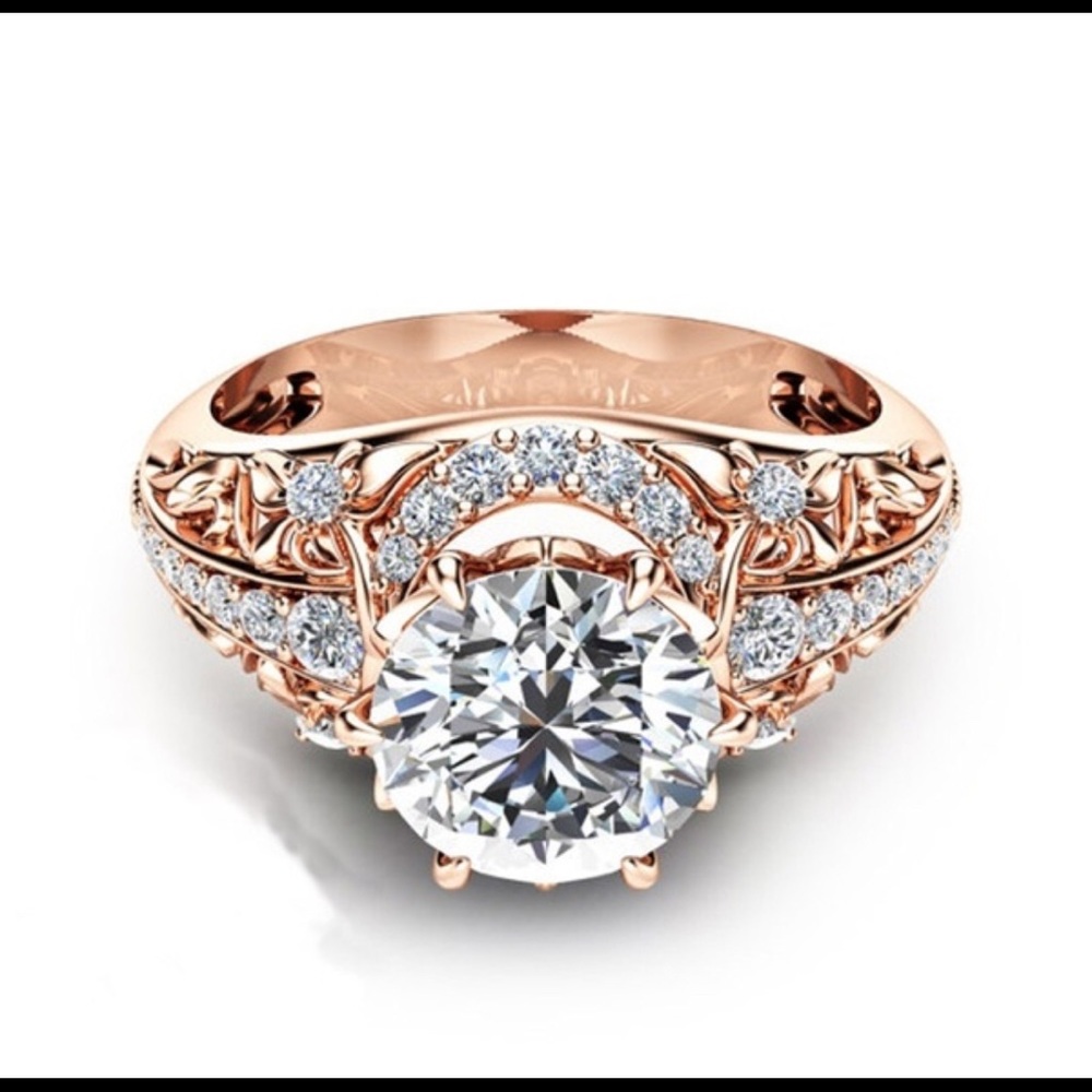 White Topaz 2.2 carat Rose Gold Ring 925